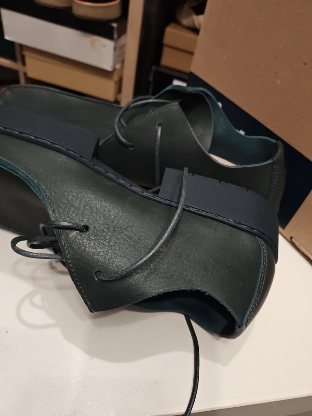 Classic Trippen Leather Lace-Up Shoes in Dark Green 39 - Picture 4 of 15